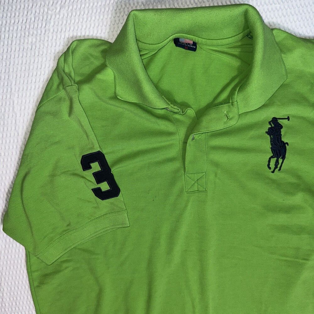 Polo Ralph Lauren Polo Shirt Mens XL Green Big Pony Custom Fit #3 Y2K
